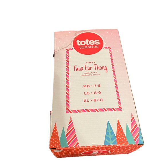 Brand New Totes Faux Fur Flip Flop Slippers - Picture 5 of 6